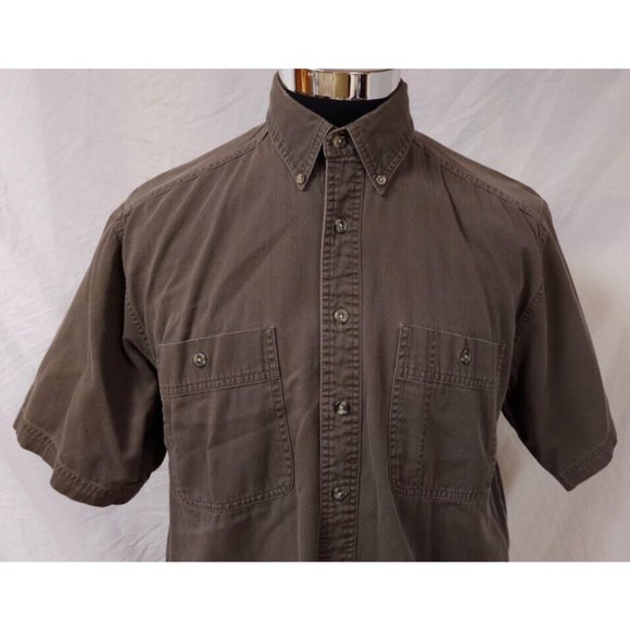 Wrangler Rugged Wear Mens XL Brown Short Sleeve Button Up Work Shirt - Picture 2 of 10